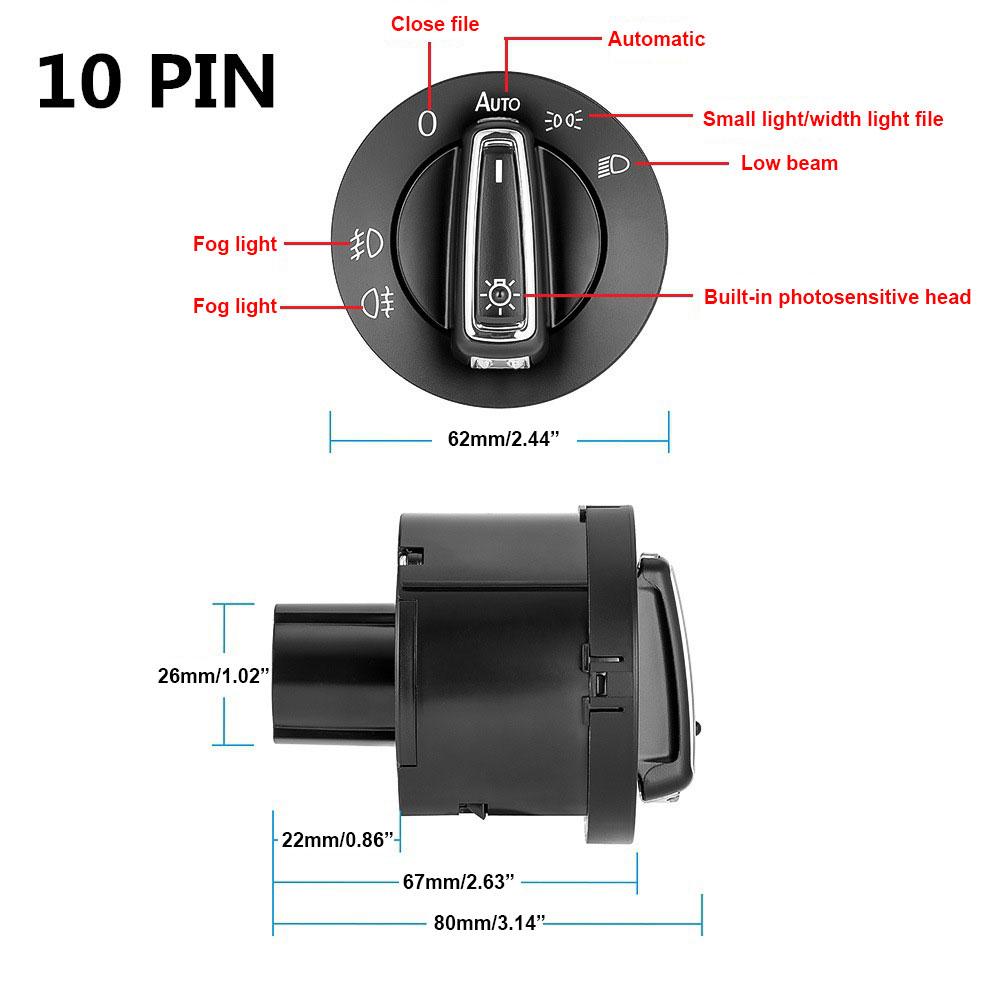 Автоматический переключатель фар 10PIN 13PIN противотуманные фары для Volkswagen Golf MK4 Jetta Passat B5 Bora Polo аксессуары для автомобильного освещения