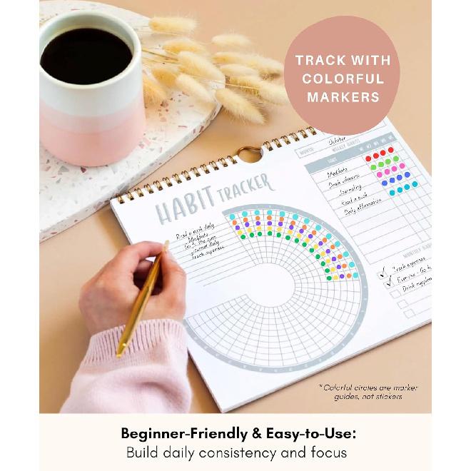 Lamare Habit Tracker Calendar – Premium Daily Habit Tracker Journal and Goal Board, Workout Motivation & Productivity Tool