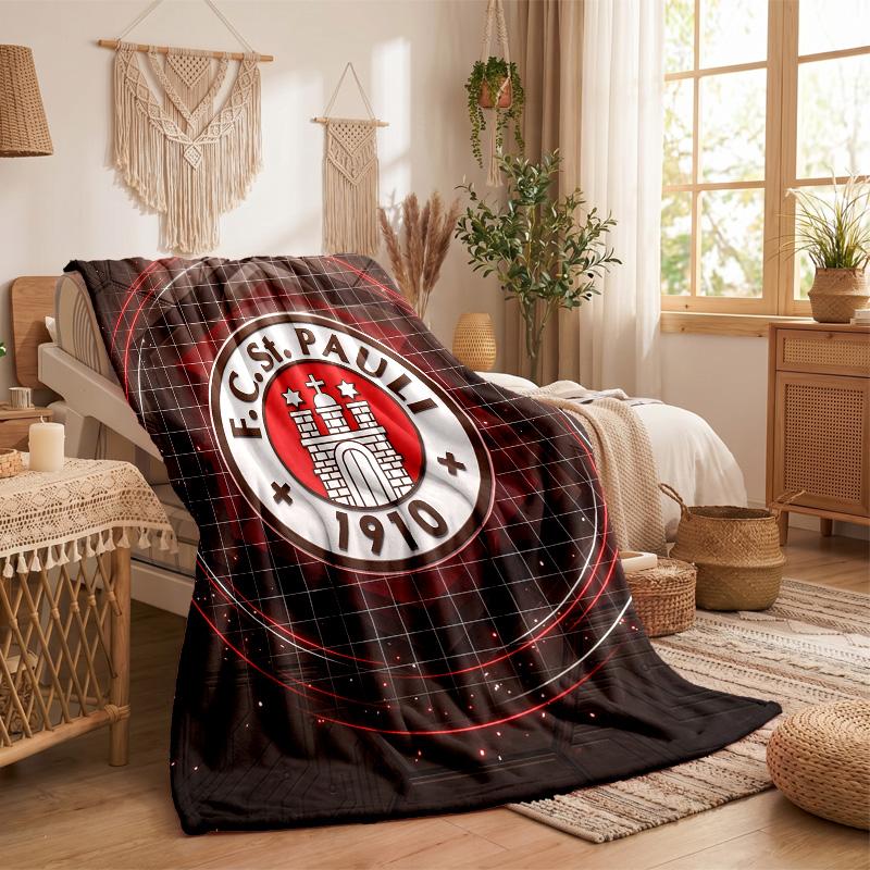 FC St. Pauli Football Print Flannel Blanket Soft Warm Sofa Bed Throw Blanket For Home Office Bedroom