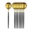 8Pcs Black Gold Dinner Spoon Stainless Steel Dinnerware Silverware Gold Tableware Kitchen Flatware Cutlery