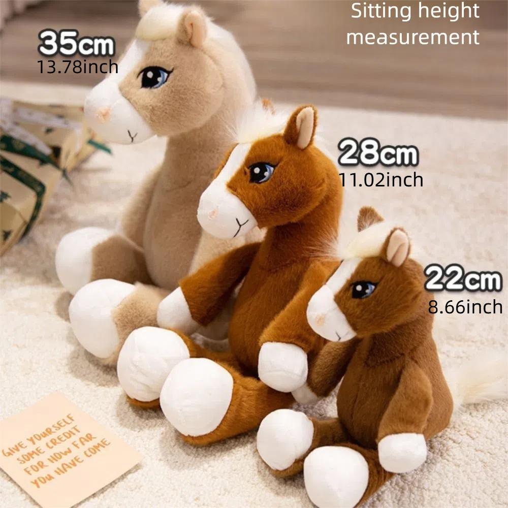 Long Tail Sitting Foal Plush Doll Simulation Cartoon Horse Stuffed Toy Easter Gifts
