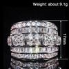 Huitan Silver Color Wide Ring for Women Inlaid Bright Cubic Zirconia Wedding Party Engagement Luxury Trendy Accessories Jewelry