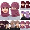 Women Winter Windproof Beanies Scarf Cap Cycling Outdoor Warm Woolen Thickening Velvet Hat