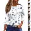Traf 2024 Mujer Women'S Fashion Casual Round Neck 3/4 Sleeve Loose Printed T-Shirt Ladies Top Clothes For Women Shirt For Women