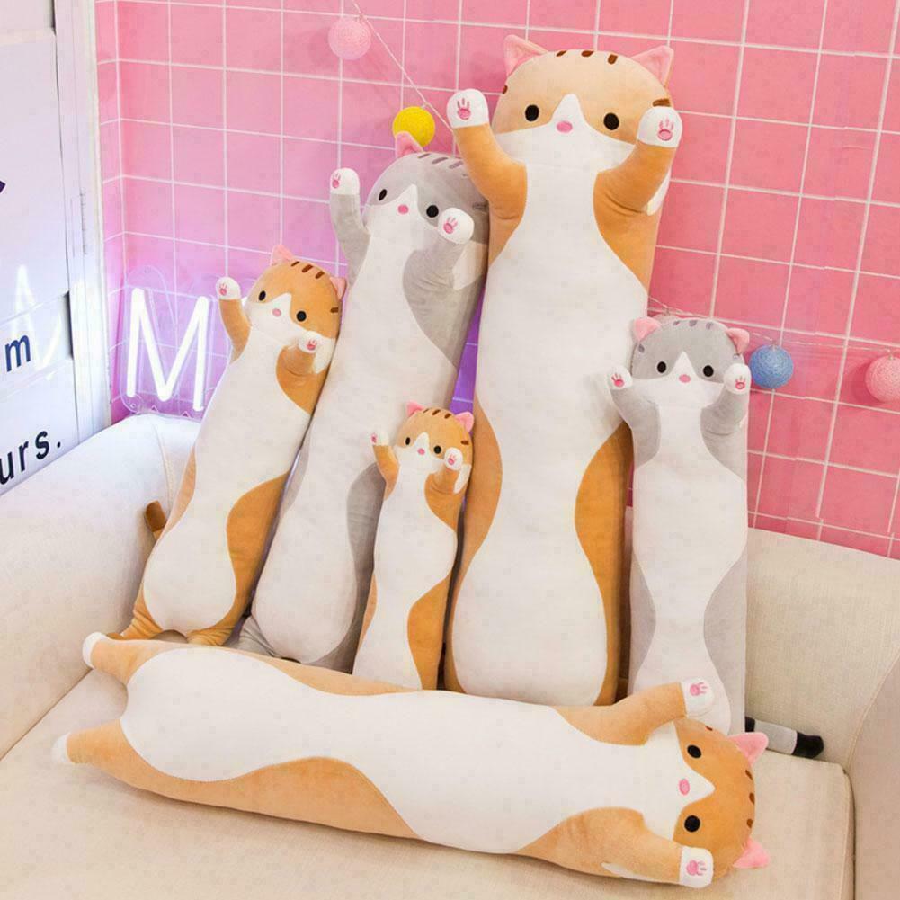 Мультяшный длинный кот, мягкие игрушки, подушка для котенка, плюшевые игрушки для девочек, куклы для детей
