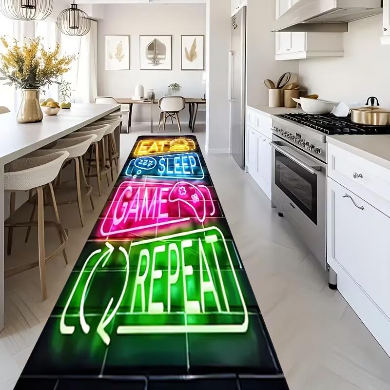 Running Track Print Mat - Athletic Lane Design Non-Slip Floor Carpet for Hallway Home Gym Playroom Sports Decor Fashionable