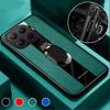 Чехол из Плексигласа и Полиуретановой Кожи для Xiaomi 15T Pro с Магнитным Металлическим Кольцом-Подставкой, Ударопрочный Защитный Чехол для Xiaomi Mi 15 T Pro