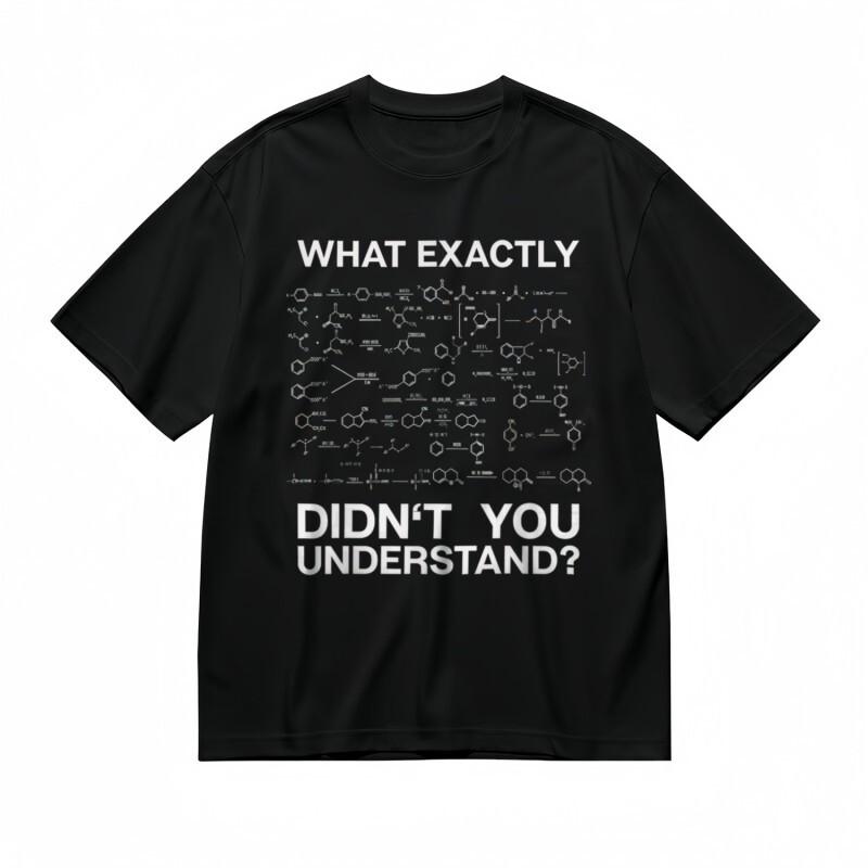 Men's Trend Short Sleeve Classic T-Shirt White-on-Black Chemical Formulas