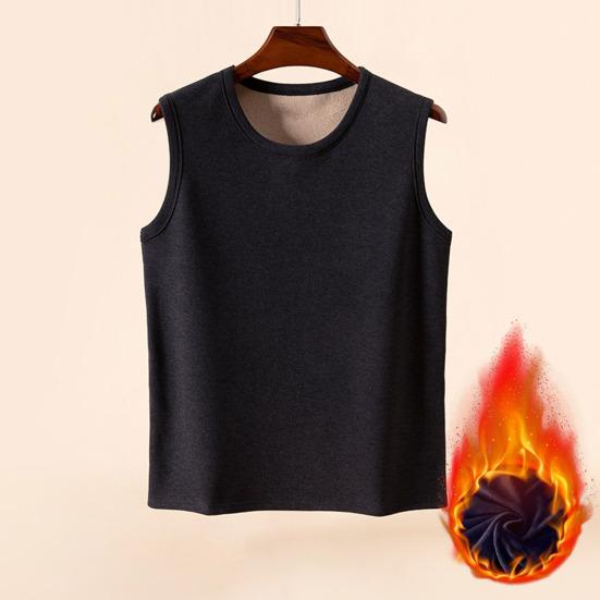 Men Thermal Tank Top Warm Fleece Lined Undershirt Sleeveless Crew Neck Base Layer Shirt Thickened Vest for Autumn And Winter