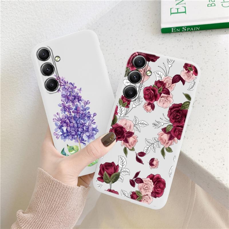 Мягкий силиконовый чехол с цветочным узором для Xiaomi Redmi Note 13 Poco C65 Samsung M35 A55 iPhone 15 Huawei Honor Realme Camera Защитный противоударный чехол