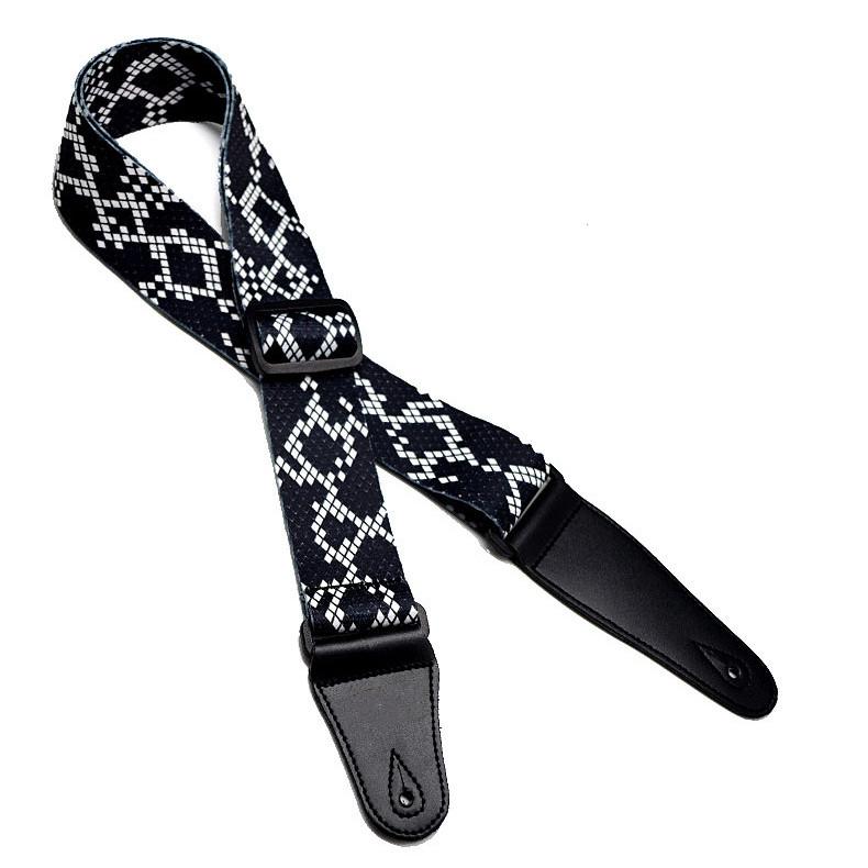 Регулируемый кожаный и тканевый гитарный ремень в этническом стиле с различными узорами для акустических и бас-гитар