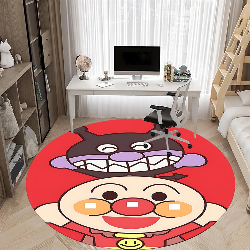 1 шт. Круглый ковер Anpanman для офиса, подходит для офиса, под офисные стулья, спальни, гостиной, домашнего декора, декора комнаты T1224014
