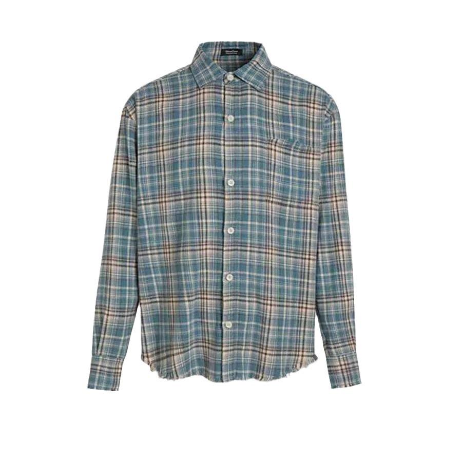 Рубашка из фланели в клетку с бахромой в стиле ретро, унисекс, весенняя, свободного кроя