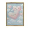 Pink Hearts On Clouds Pink Hearts On Clouds, 40X50 Cm, Gold Aluminum Frame, 230 Gsm Matte Paper