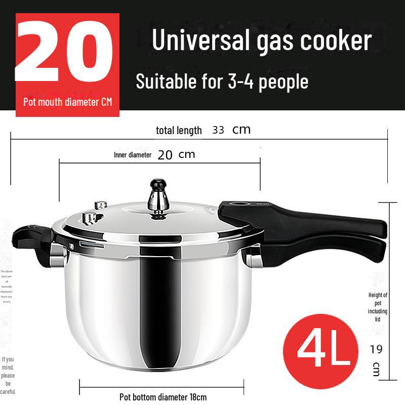 Durable 304 Stainless Steel Pressure Cooker for Gas, Open Flame, and Induction Cooktops
