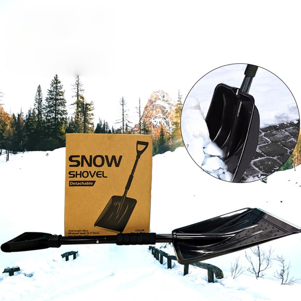 All-in-One Foldable Snow Shovel, Adjustable D-Grip & Retractable Handle for Car Emergency, Driveway, Home
