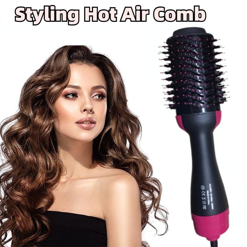 4 In 1 Hot Air Brush One-Step Heating Comb Straightening Brush Professional Electric Comb Brush Dryer and Straightening Brush EU Plug