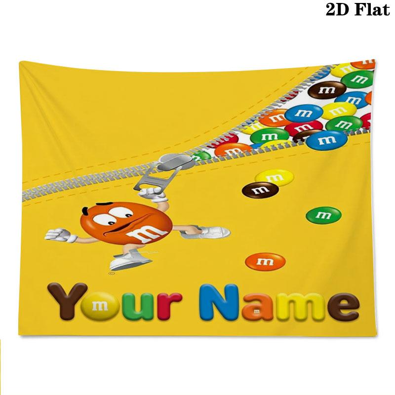 M&M's Custom Name Wall Tapestry Aesthetic Wall Hanging Printed Fabric Blanket Decorative Tapestries for Bedroom Living Room Home Decor