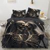 Skull Rose Duvet Cover Set, Gothic Skeleton Bedding Set, Soft Microfiber Quilt Cover Pillowcase, King Queen Size