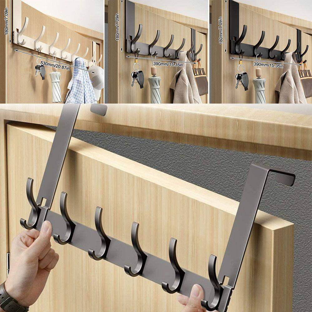 Настенная полка для хранения за дверью без пробивания отверстий, держатель для хранения, вешалка для одежды, креативность, 6/7/8 дверных крючков