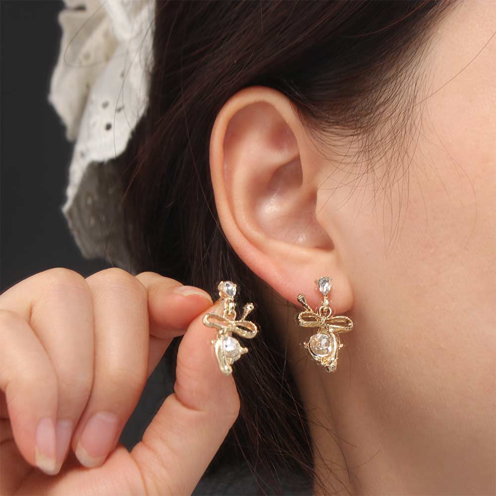Women Jewelry Crystal Zircon Earrings Stud Earrings Bowknot Earrings Date Night