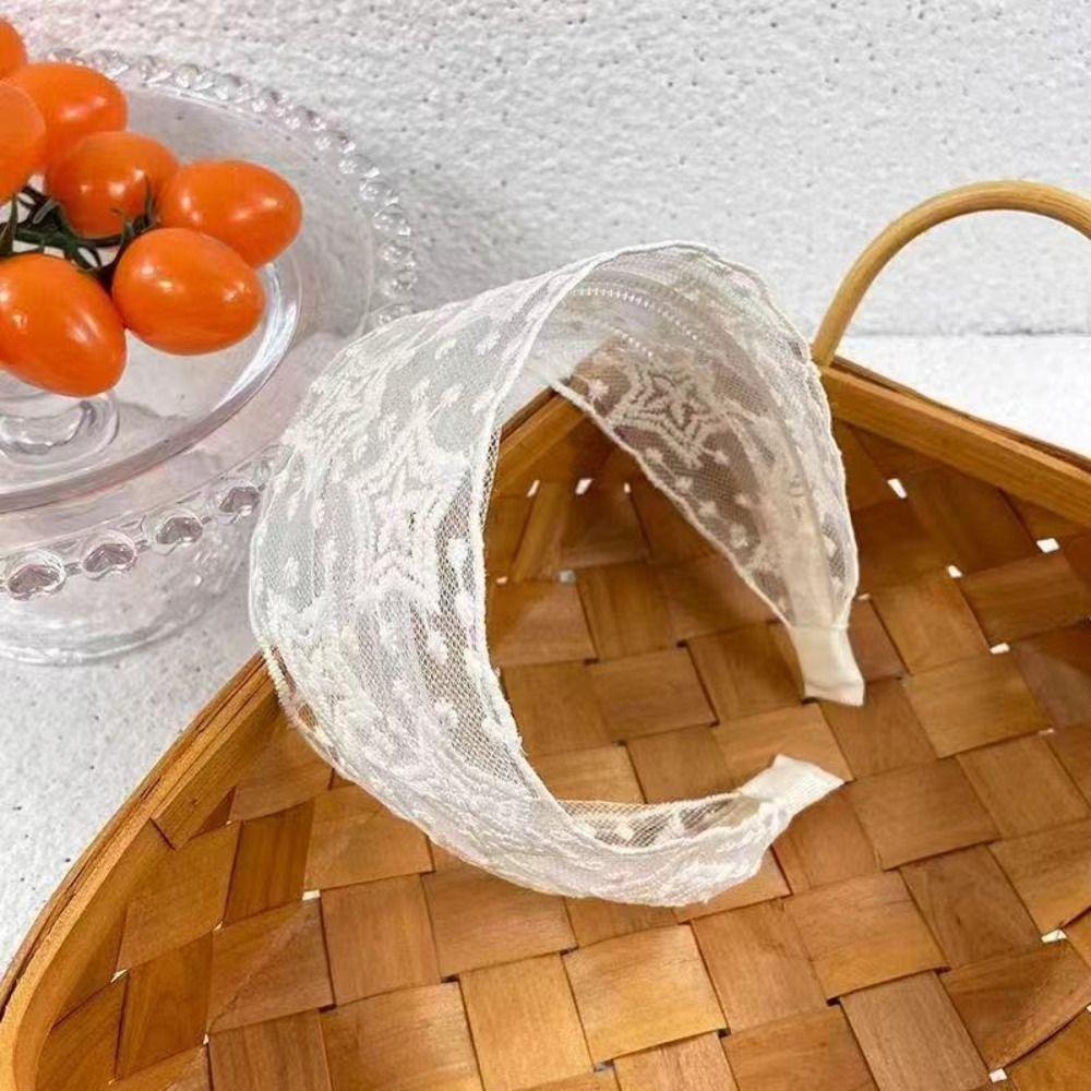 Mesh Lace Headband Lace Wide Edge Hair Hoop Elegant Bohemian Headwrap For Women Girls