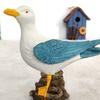 Mediterranean Style Resin Seagull Figurine Waterproof Beach Theme Seabird Ornament Handmade Fade-Resistant Small Seagull Model