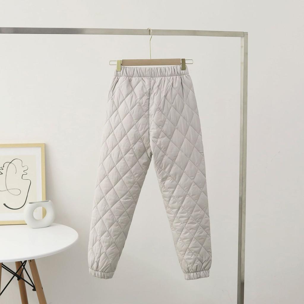 Хлопковые брюки для женщин зимой, ромбовидной формы с высокой талией, легкие и теплые, повседневные брюки с завязками на щиколотке, свободная женская одежда больших размеров