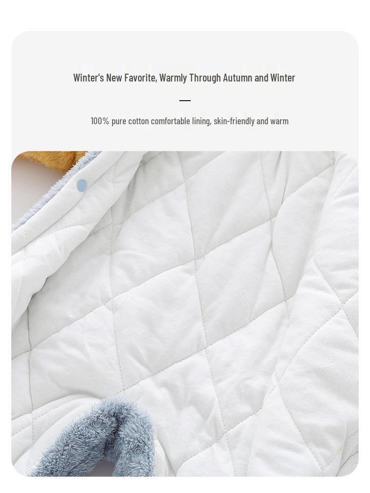 Уютный осенне-зимний комбинезон для новорожденных - Плюшевый, плотный и теплый комбинезон для прогулок.