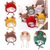 Antlers Christmas Hat for Children Thicken Plush Headgear White Furry Liner for Christmas Parties Cosplay Accessories
