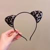 Обруч для волос с леопардовым принтом, украшение в виде кошачьего ушка, повязка на голову на Хэллоуин, мягкий регулируемый головной убор для косплея, украшение для тематической вечеринки