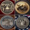 US 250th Anniversary Souvenir Coin Double-Sided Carved United States History Commemorative Badge Round Metal Collection Coin Patriotic Decoration