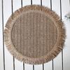 3 шт./комплект, бумажные плетеные круглые салфетки ручной работы, нескользящие, термостойкие, подставки под тарелки для обеденного стола, домашний декор с кисточкой по краю
