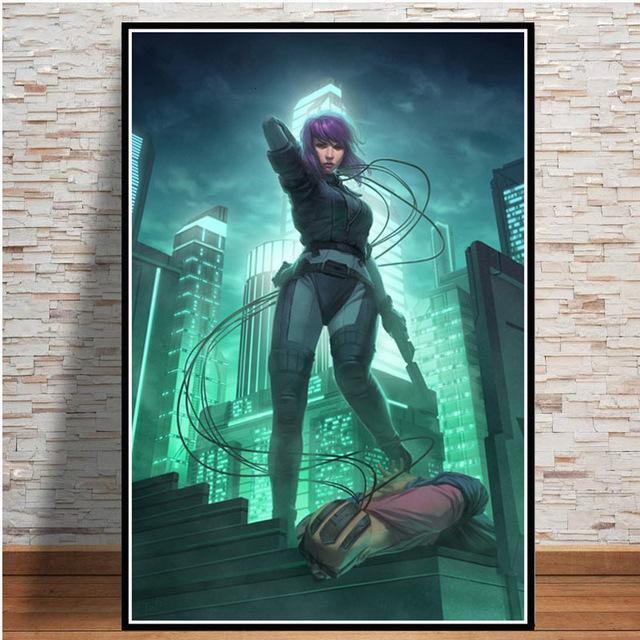 Ghost In The Shell Fight Police Future Sci-Fi Poster and Prints Japan Anime Canvas Printing Wall Art Picture for Room Home Decor