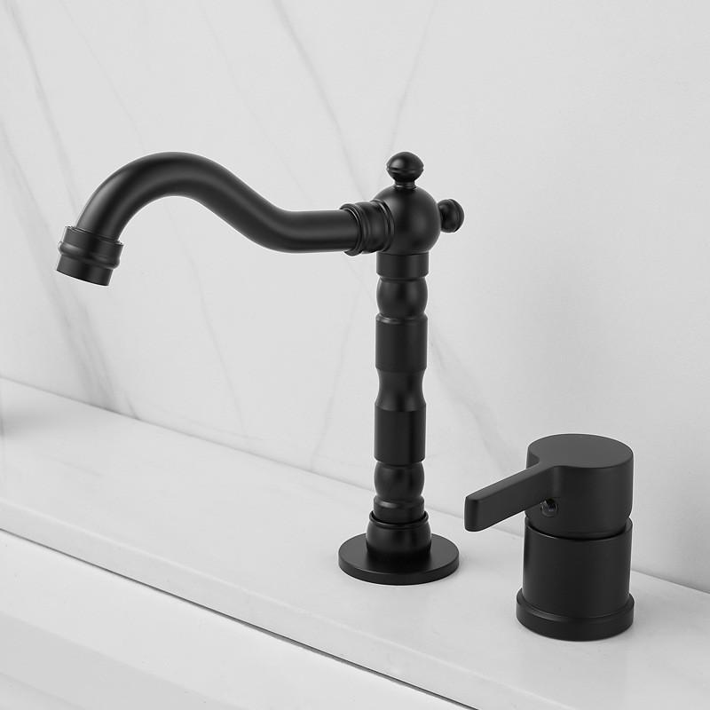 Смеситель для раковины Ванная комната два отверстия Широкораспространенный Темно-золотой смеситель для ванной комнаты кран для раковины вращающийся на 360 градусов широко распространенный Черный кран для раковины