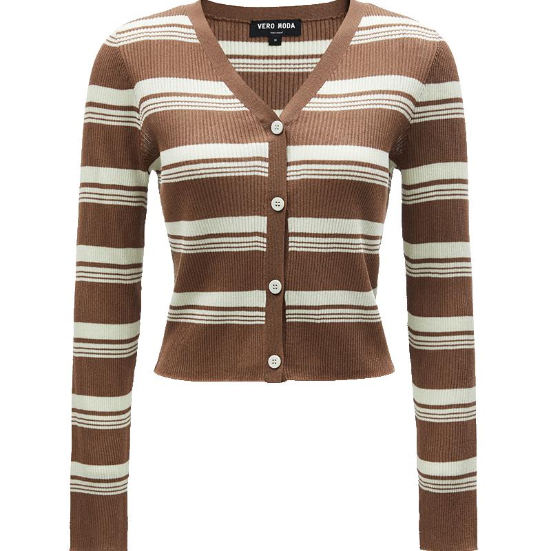 VEROMODA Women's Retro Striped Knit Cardigan