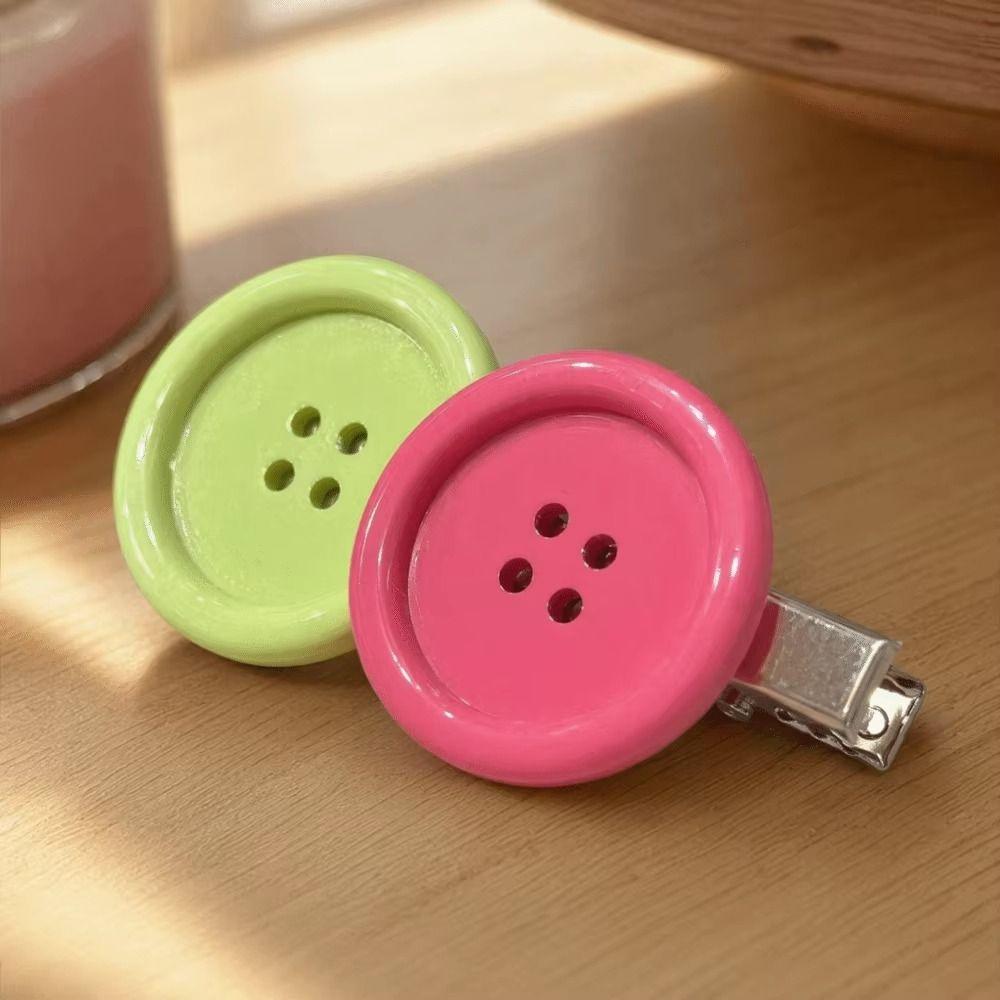 Cute Style Button Barrettes Colorful Bangs Hair Clips Cute Hair Barrettes