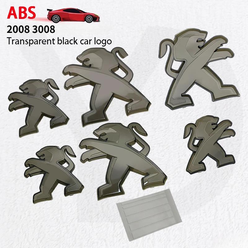 UHHA5 ABS Plastic Transparent Black Car Front Badge Rear Trunk Emblem Stickers for Peugeot 2008 3008 Auto Head Modified Decoration