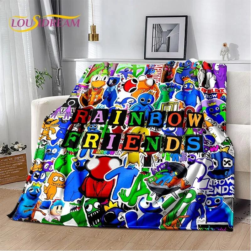 Игровое одеяло R-Rainbow Friends Мультяшное мягкое фланелевое одеяло для кроватей Спальни Дивана Пикника, Плед для укрытия на улице, Подарок для отдыха