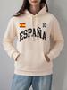 España Flag Number 10 Prints Hoodies Womens Comfortable Loose Sweatshirts Winter Fleece Warm Pullovers Basics Pocket Clothes