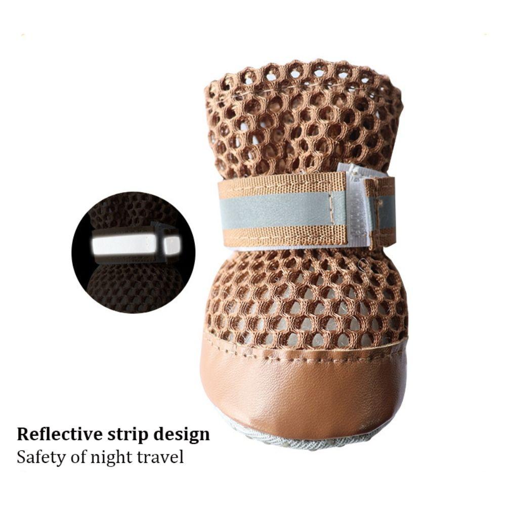 4pcs/set New Breathable Pet Dog Shoes Non-Slip Adjustable Puppy Shoes Lightweight Soft Sole Dog Boots Daily Walking