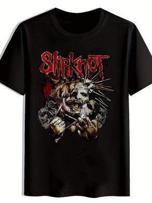 Графическая футболка Slipknot - Черная ретро-футболка рок-группы с культовым логотипом