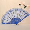 Home Decoration Handheld Ladies Lace Hand Fan Plastic Handle Rose Pattern Folding Fan Translucent Spanish Fan Dance Prop