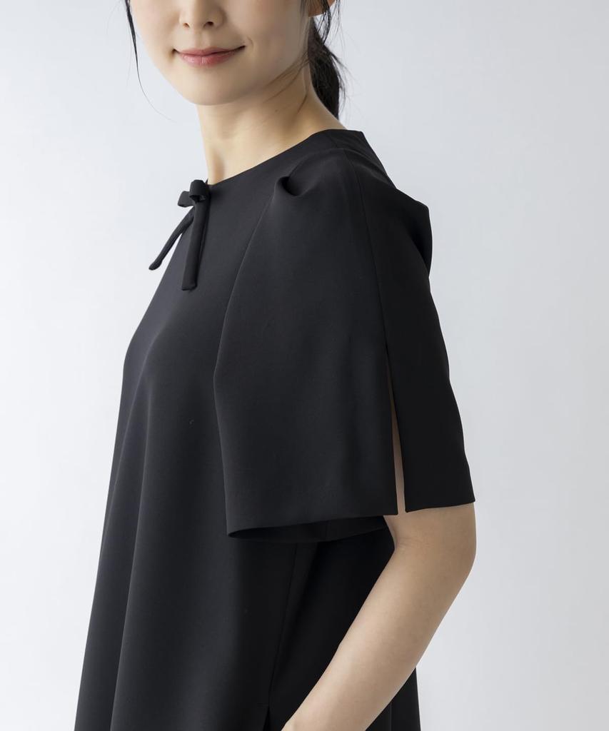 Платье-футляр NAVY с двойной лентой спереди S242DV034 черное [Sono]<Wrinkle Cloth> Женский