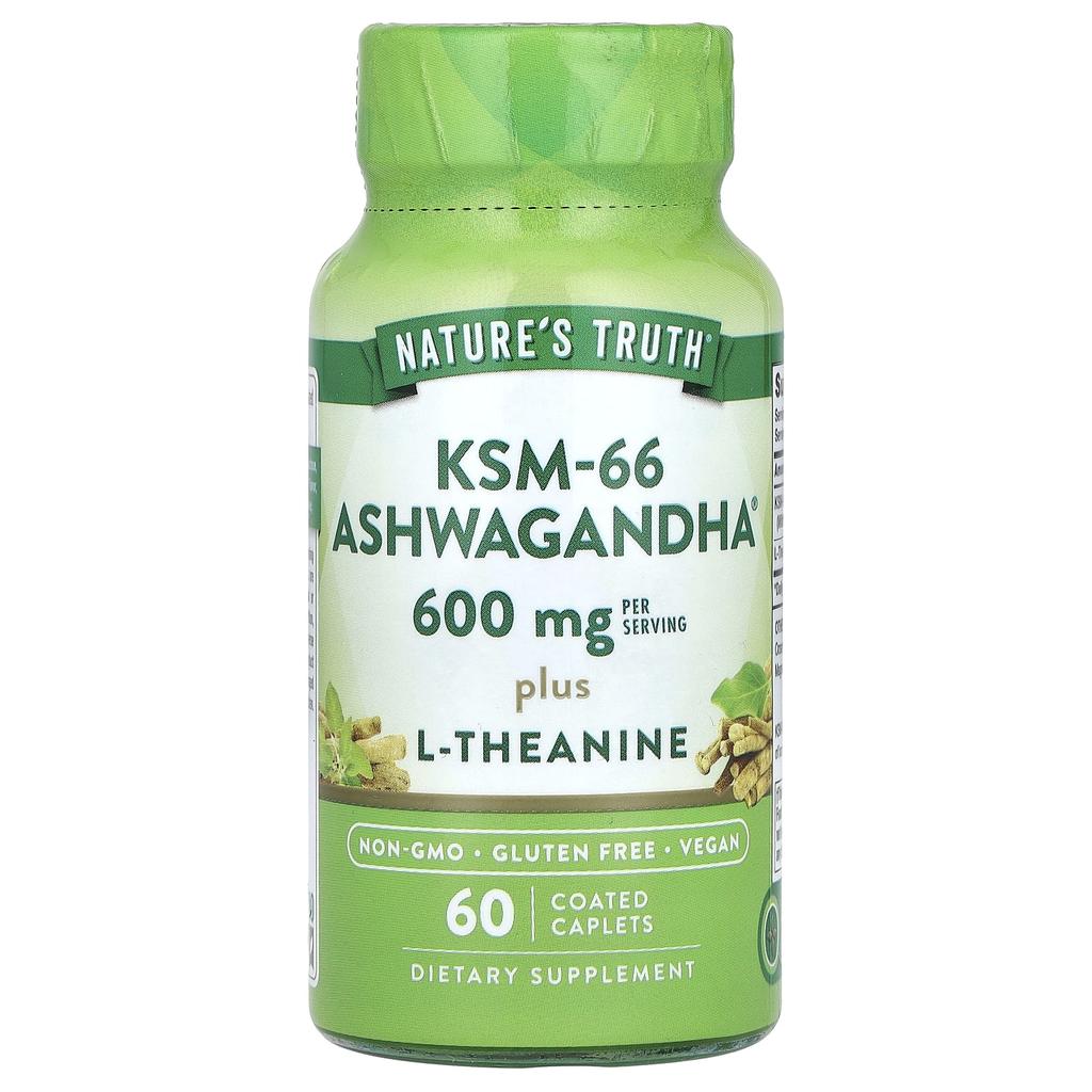 Nature's Truth Ksm-66 Ashwagandha, L-Theanine, Coated Tablets, 60 Tablets