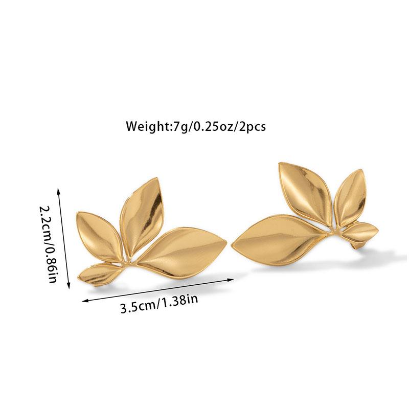 925 Silver Needle Korean Fashion Leaf Flower Earrings For Women Metal Earings Jewelry Trending Women's Golden Color Earring