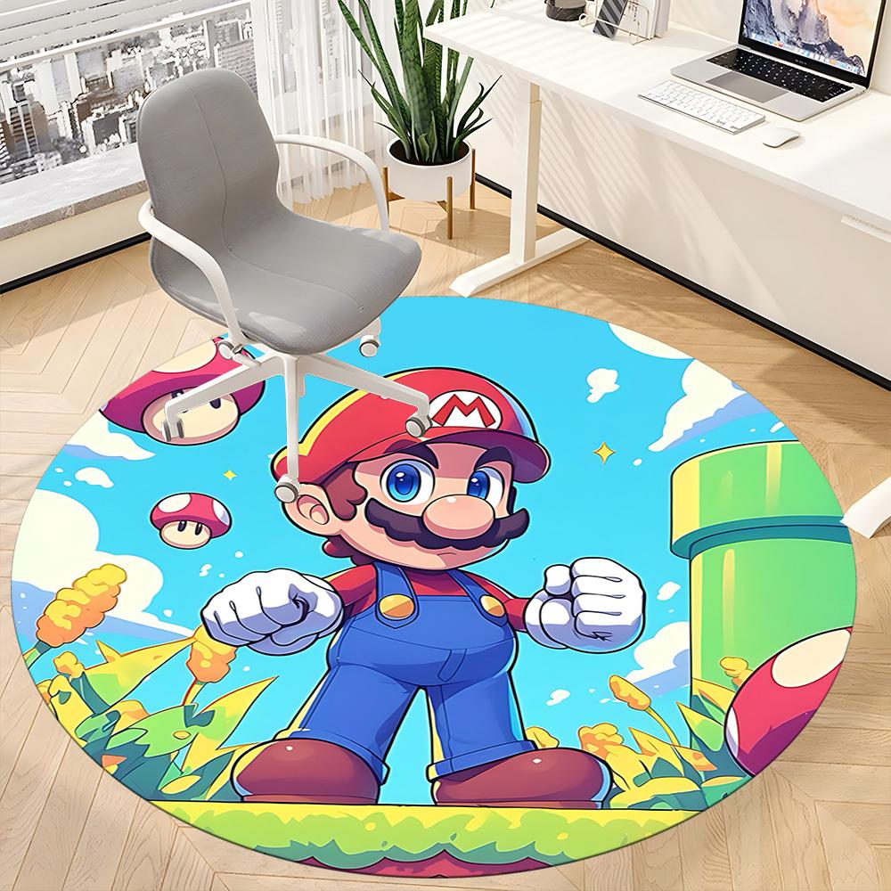 1pc Mario Adventure Office Round Area Rug, Under Office Chairs Bedroom Living Room Home Decor a1016238