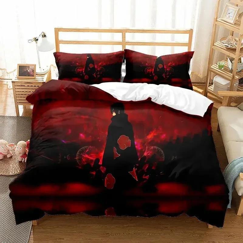 Uzumaki Uchiha Naruto Bedding Set Quilt Cover Sasuke Pillowcase Anime Cosplay Bedroom Duvet Cover Bedding Suit Birthday Gifts