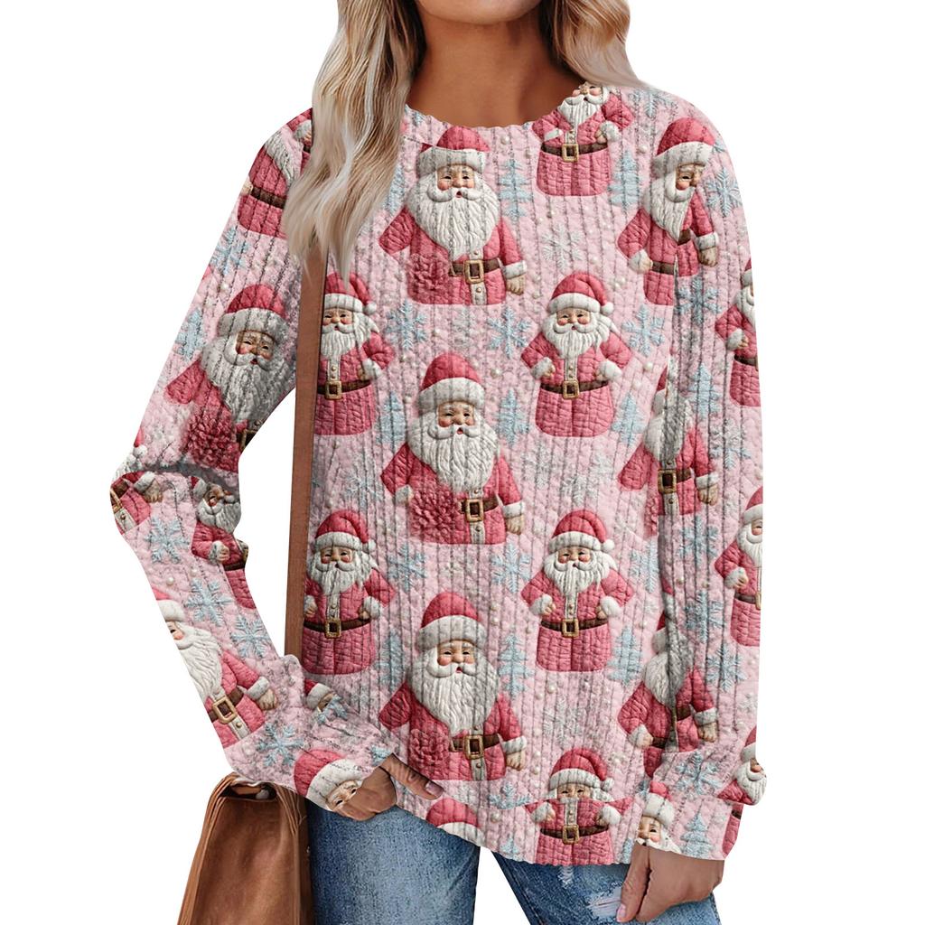 Women's Printed Lightweight Brushed-Cotton Round Neck Top