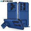 KEYSION Shockproof Armor Case for Samsung A56 A36 5G Slide Camera Lens Protection Live Stand Phone Back Cover for Galaxy A16 5G